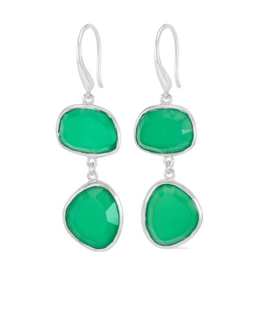 Dower & Hall ぺブル ドロップピアス Green