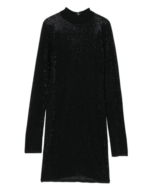 David Koma Black High-Neck Embellished Mini Dress