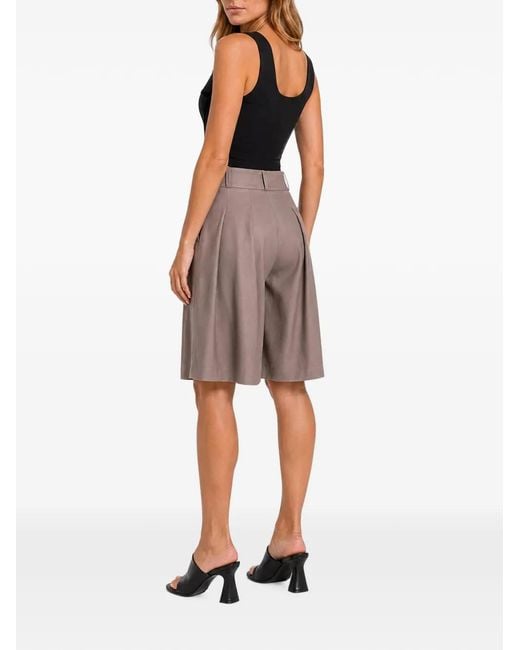 Hamza Brown Kimi Pleated Shorts
