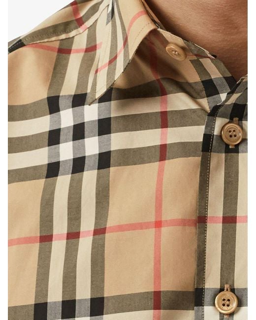 Chemise en popeline imprimée à carreaux Burberry pour homme en coloris Natural