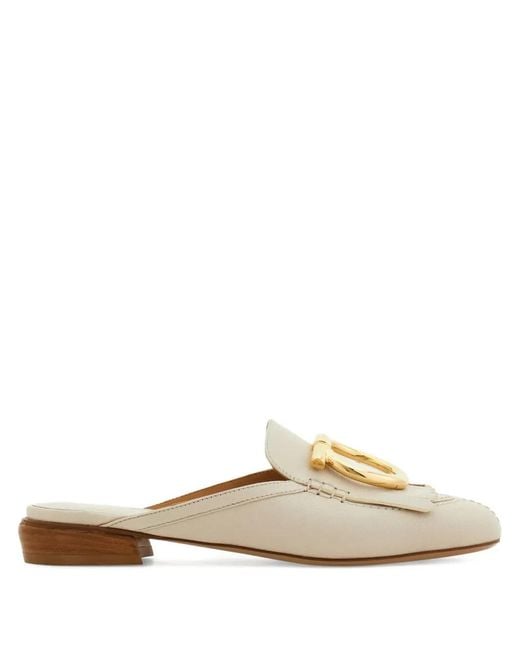 Ferragamo White Maxi Gancini Mules