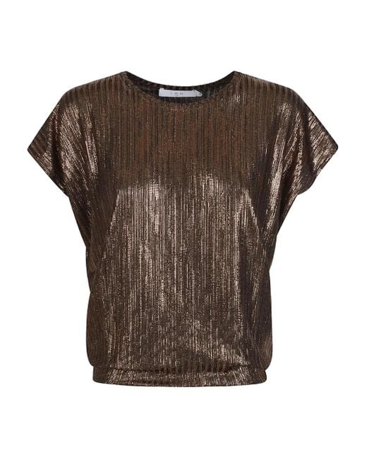 IRO Metallic-effect Pleated Top Brown