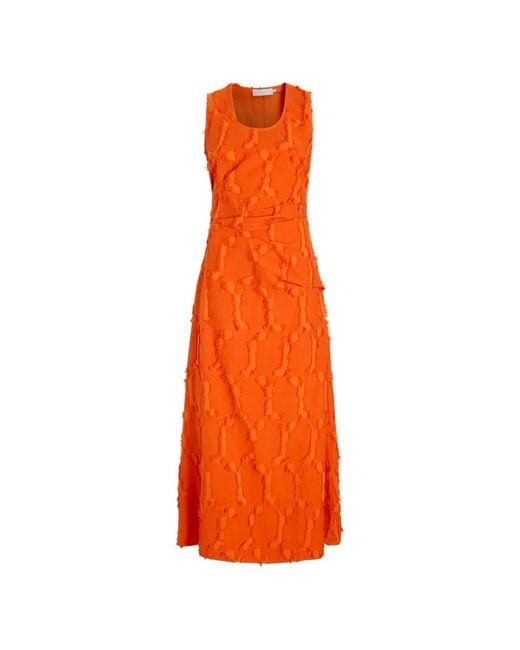 Proenza Schouler Orange Violeta Frayed Jacquard Maxi Dress