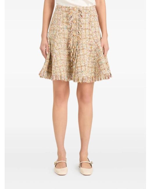 Cinq À Sept Bouclé Rok Met Franje in het Natural