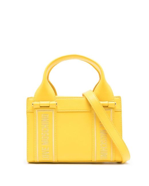 Love Moschino Yellow Logo-embroidered Tote Bag