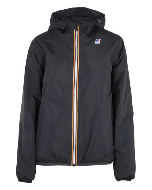K-Way Black Logo-Patch Jacket