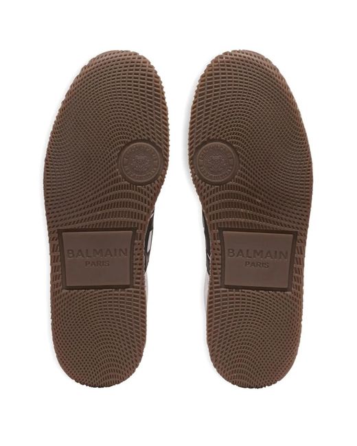 Balmain White Logo Suede Sneakers for men