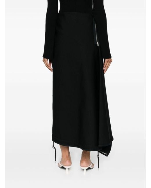 Courreges Black Zip-detailed Midi Skirt