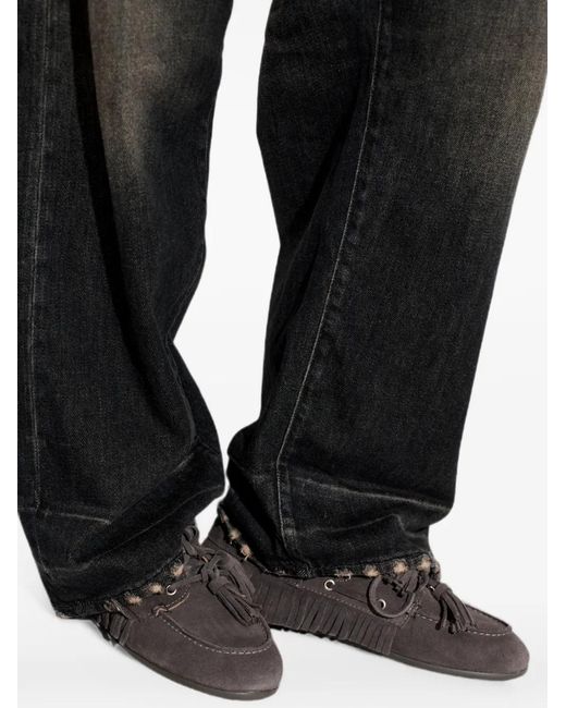 POSA Black Tassel-Detail Fringed Loafers