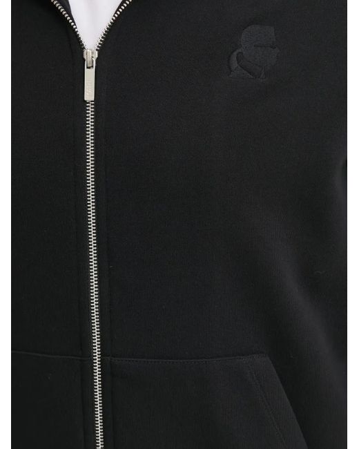 メンズ Karl Lagerfeld ジップアップ パーカー Black