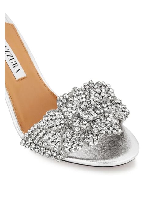 Aquazzura Metallic 85Mm Peony Crystal Sandals