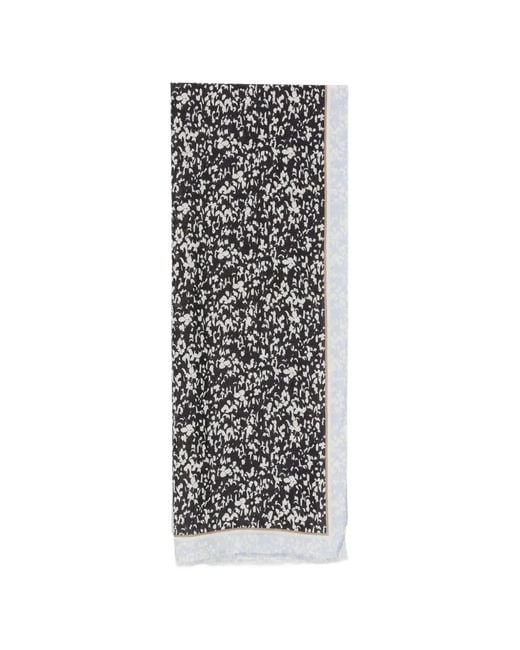 Marc O' Polo White Floral-Print Fringed Scarf