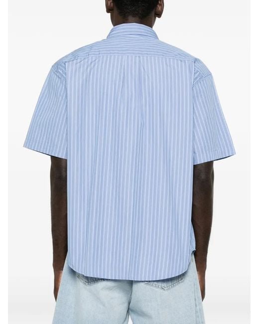 Carhartt Blue Vertical-Stripe Short-Sleeve Shirt for men