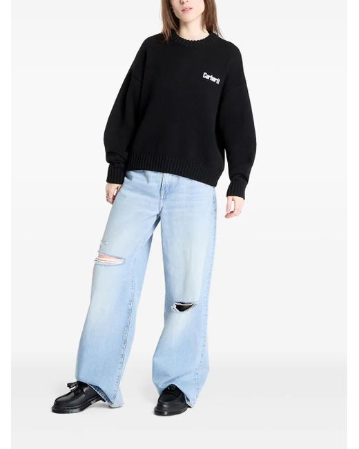 Carhartt Black Logo-Detail Heart-Print Sweater