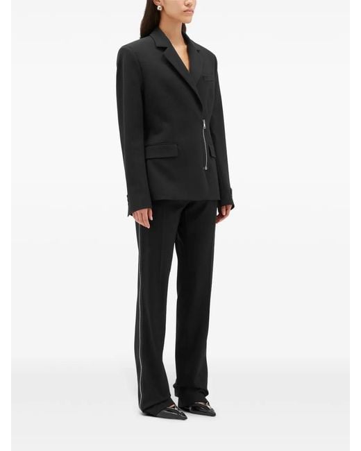 MSGM Black Zipped Single-Breasted Blazer