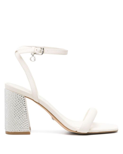 Guess USA White Gelectra 95mm Leather Sandals