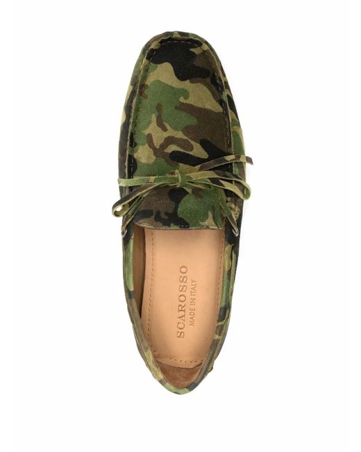 Scarosso Green James Camouflage-Print Loafers for men