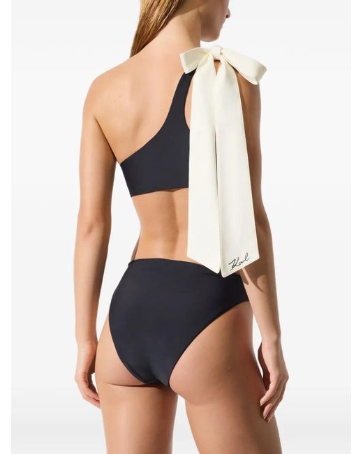Karl Lagerfeld Black Bow-Detail Cheeky Bikini Bottoms