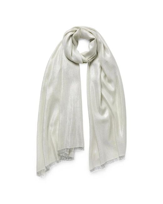 Jane Carr White Mercury Metallic-Thread Scarf