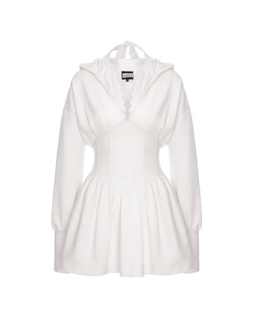 Hamza White Karol Hooded Dress