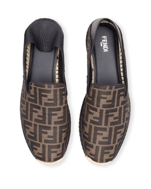 Fendi Leer Espadrilles Met Logoprint in het Bruin voor heren | Lyst NL
