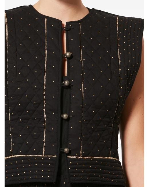 Isabel Marant Black Volana Quilted Studded Top