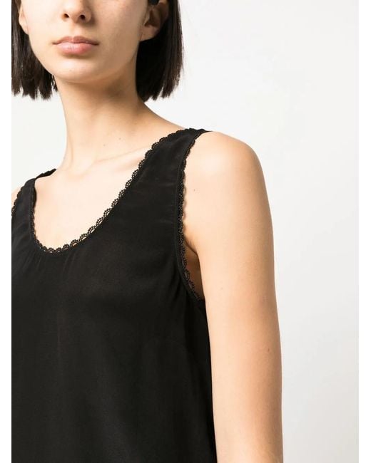 Twinset Black Scallop-Edge Tank Top