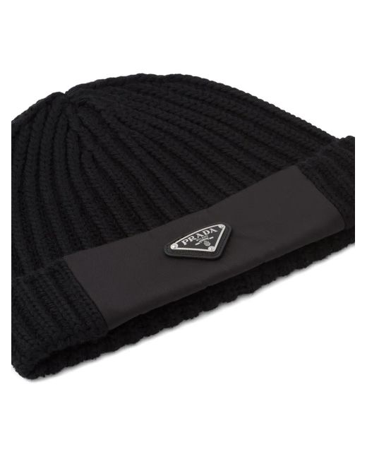 Prada Blue Wool And Re-Nylon Beanie for men