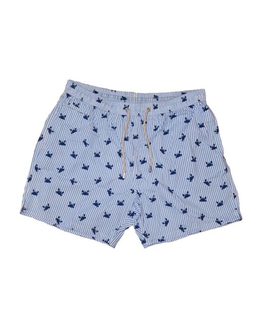 Mc2 Saint Barth Gestreifte Badeshorts in Blue für Herren