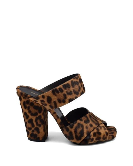 Saint Laurent Brown Leopard-Pattern Sandals