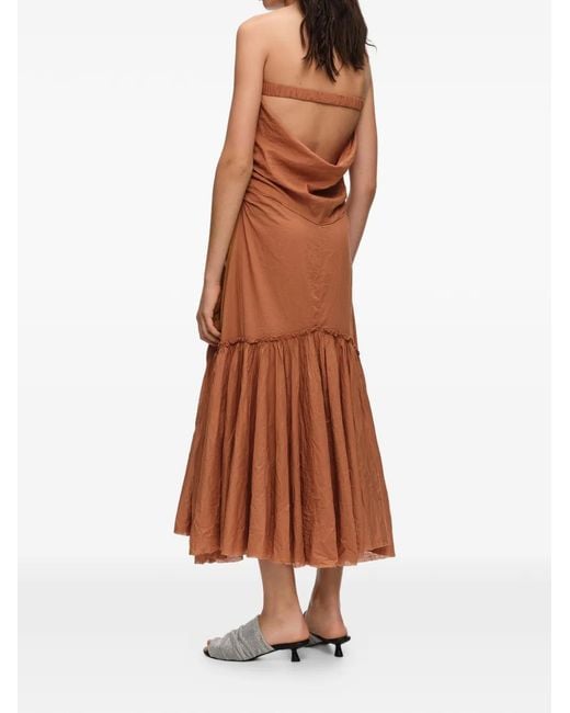 Bimba Y Lola Brown Toffee Ruched Strapless Dress