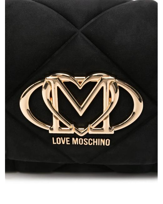 Love Moschino Black Quilted Logo-Plaque Cross Body Bag