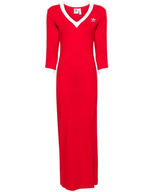 Adidas Red 3-Stripes Jersey-Kleid