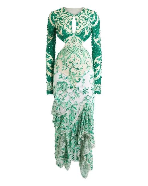 Etro Green Sequin-Embellished Dress