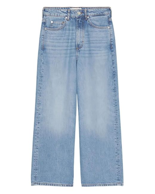 Marc O' Polo Blue Logo-Patch Cropped Jeans