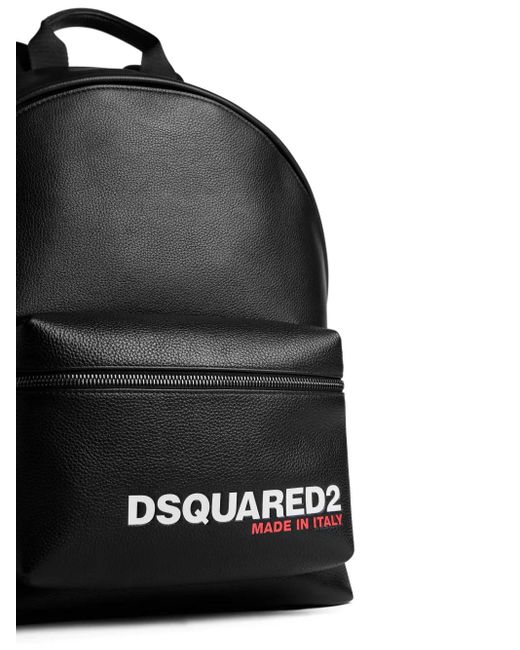 DSquared² Black Backpack Bottalato Stampa Logo for men