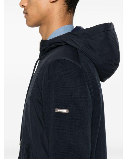 Peserico Panelled Hooded Jacket in het Blue voor heren