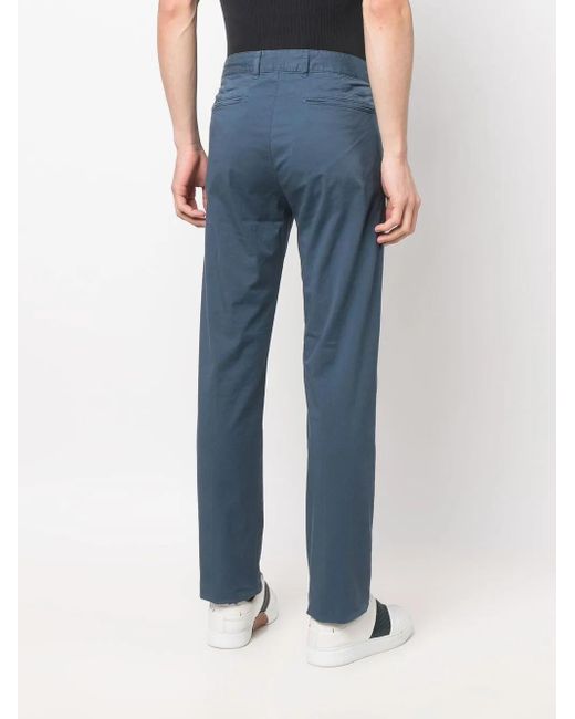 Massimo Alba Blue Off-Centre Button Chinos for men