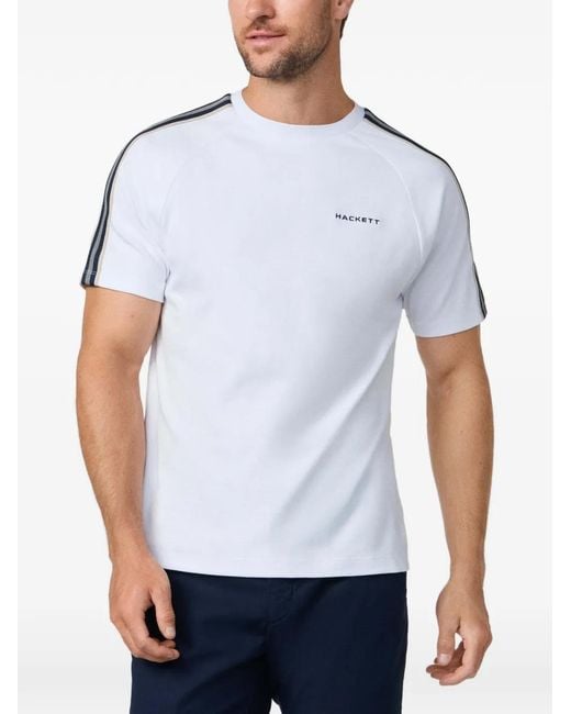 Hackett White Tape-Detail Raglan-Sleeve T-Shirt for men