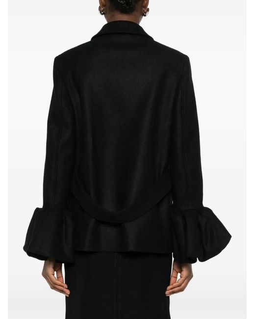 Moschino Black Ruffle-Sleeve Coat