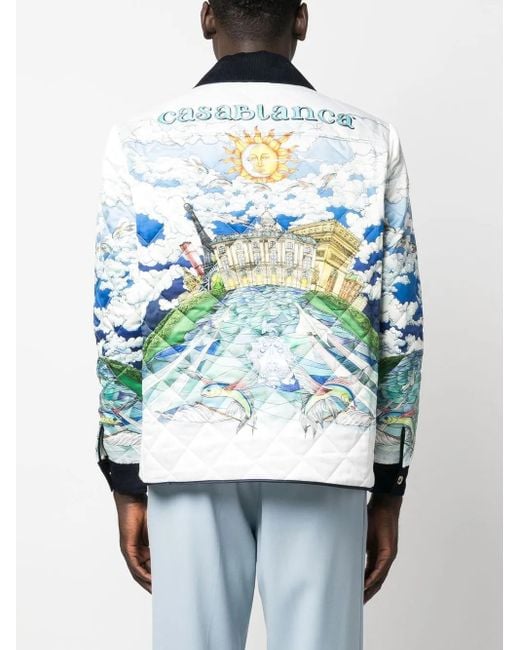 Casablanca Blue Graphic-print Quilted Jacket - Men's - Cotton/polyester for men
