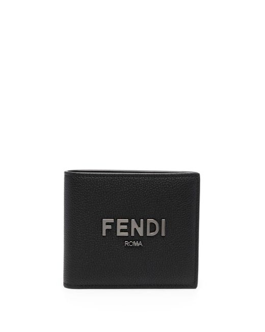 Fendi Black Embossed-logo Bi-fold Wallet for men