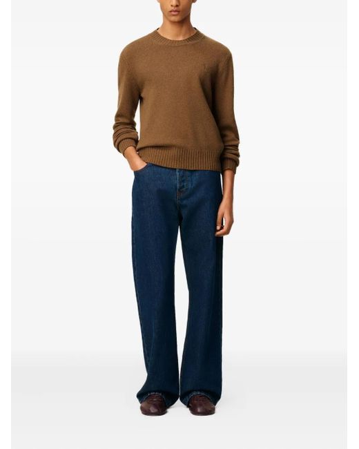 AMI Brown Ami-De-Coeur Crew-Neck Sweater for men
