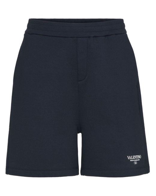 Valentino Garavani Blue Logo-print Track Shorts for men