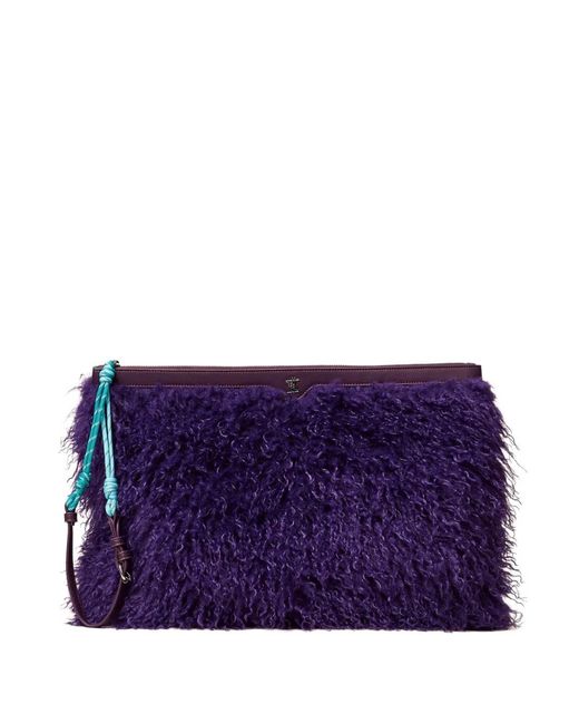 Twinset Purple X Myfo Maxi Faux-Fur Clutch Bag