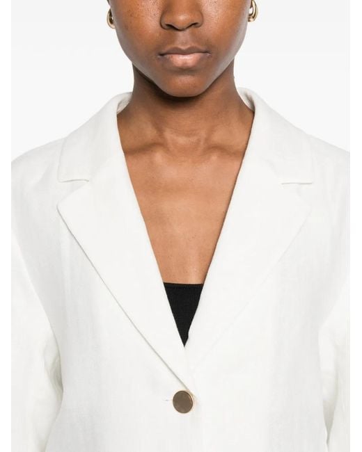 Max Mara White Linen Single-Breasted Jacket