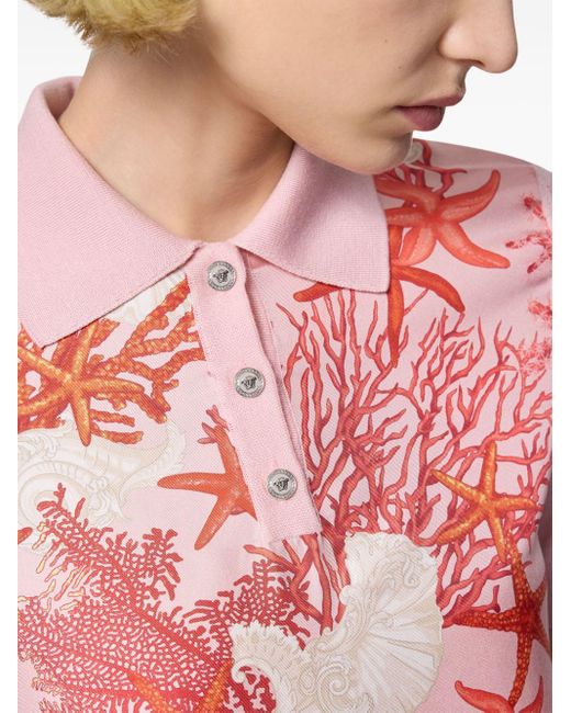Versace Poloshirt Met Print En Korte Mouwen in het Pink