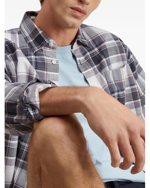 Woolrich Gray Checked Warren Cotton Shirt for men