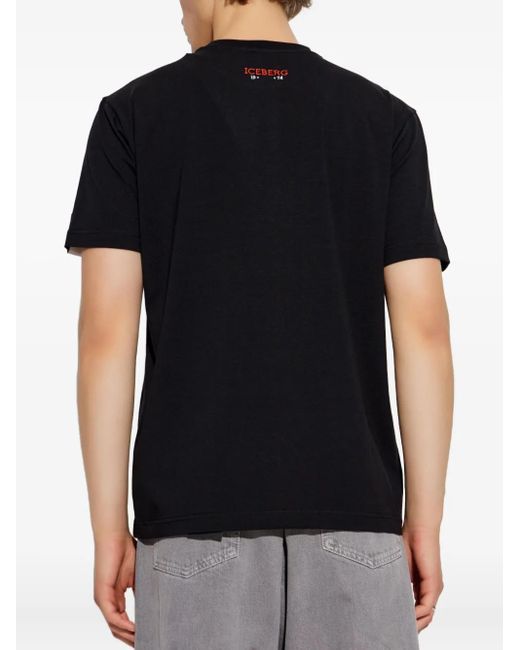 Iceberg T-Shirt mit grafischer Stickerei in Black für Herren