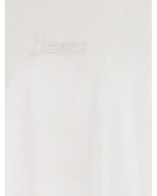 Herno White Embroidery T-Shirt for men